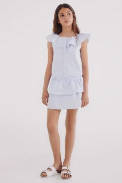 Blusa às riscas oxford de menina