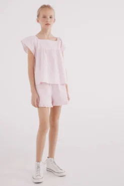 Blusa às riscas oxford de menina