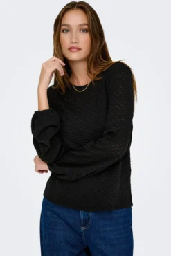 Blusa texturizada de manga comprida