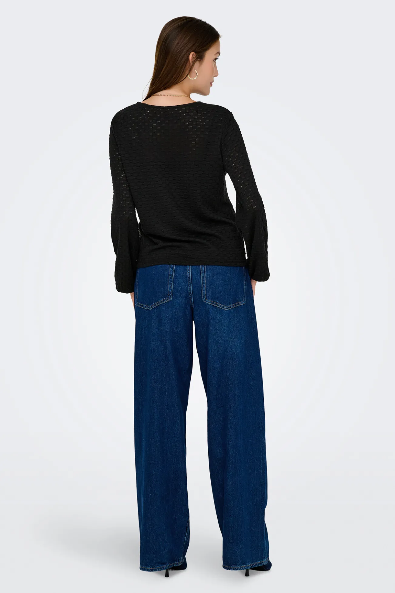 Blusa texturizada de manga comprida