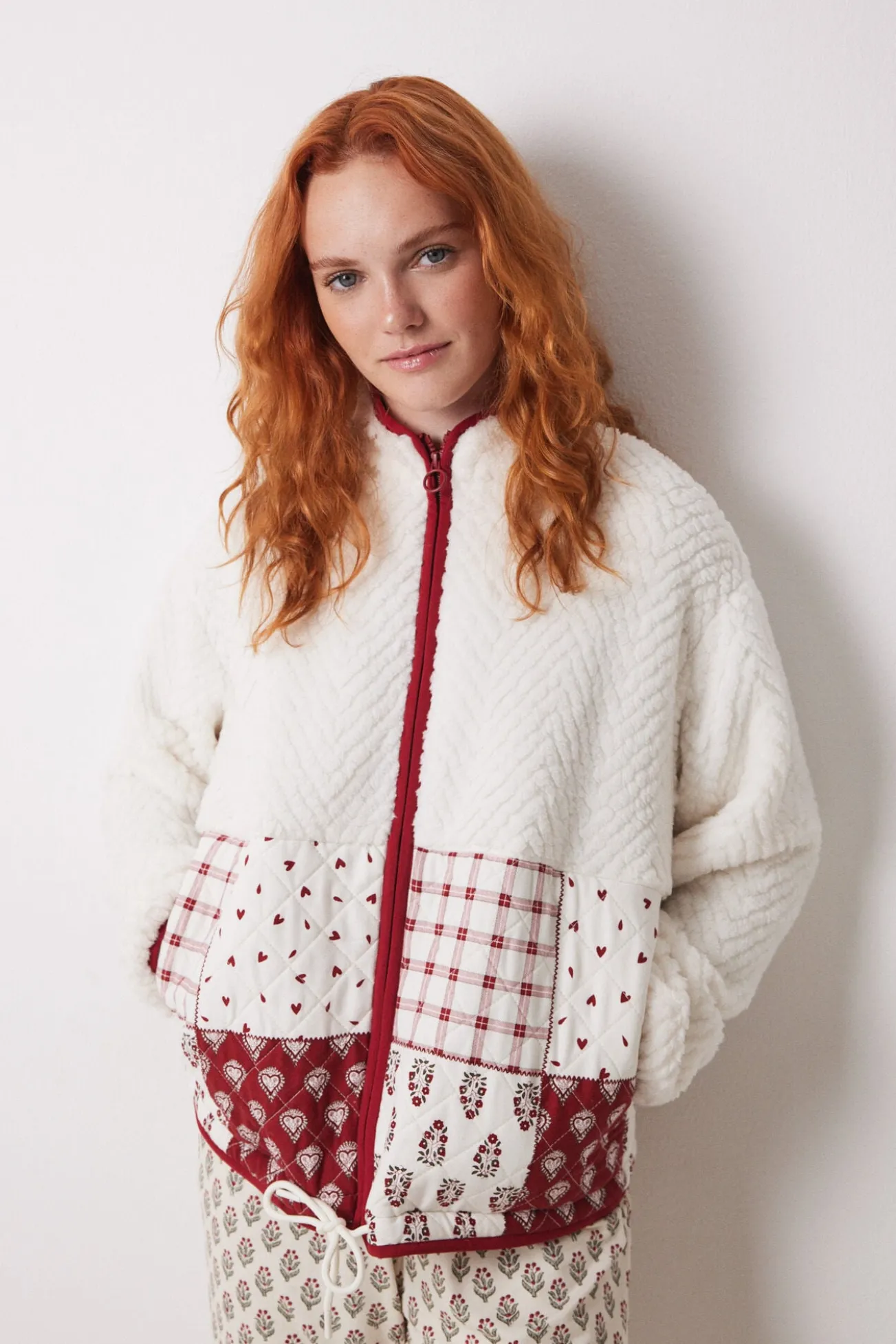borrego curto acolchoado em shearling