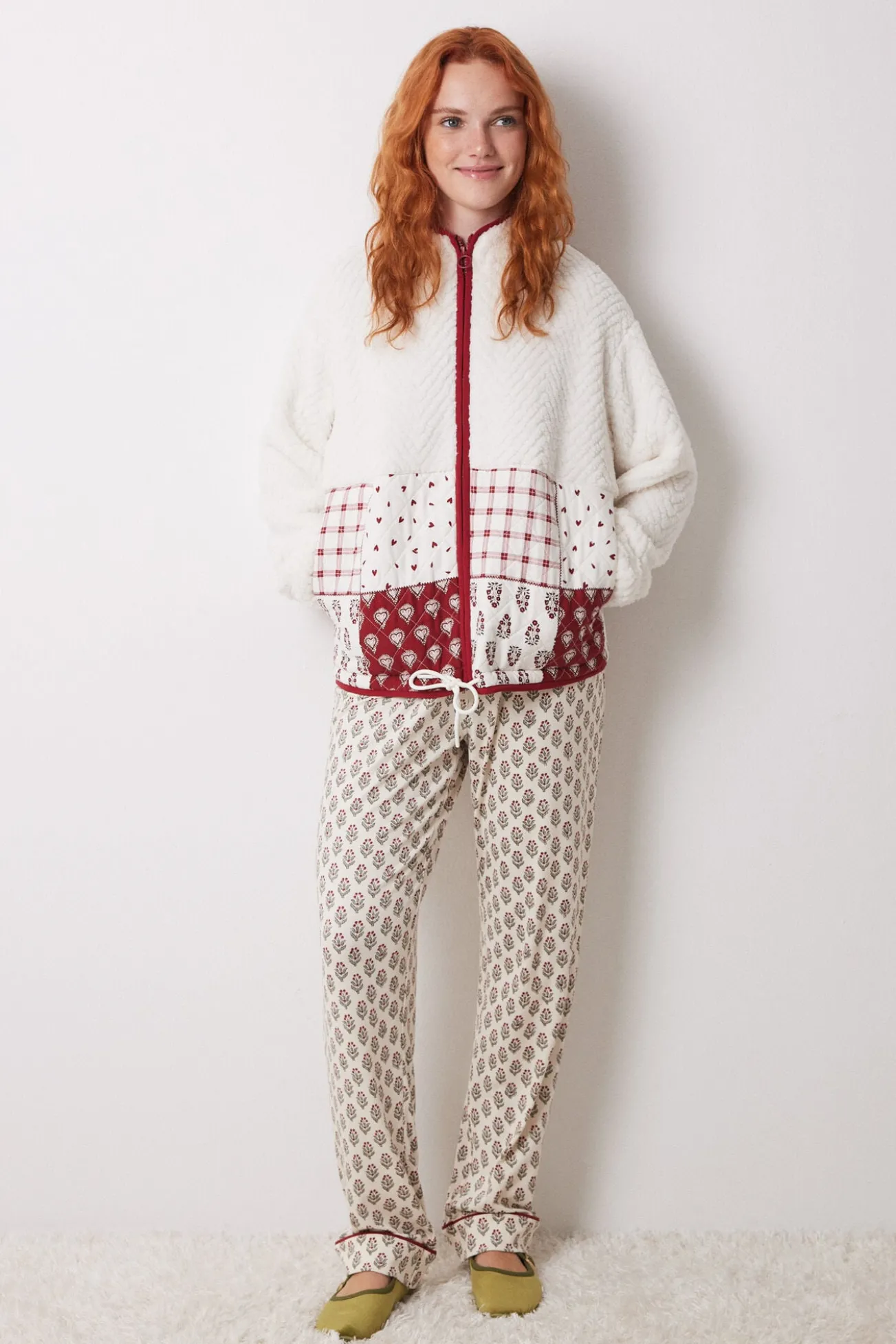 borrego curto acolchoado em shearling