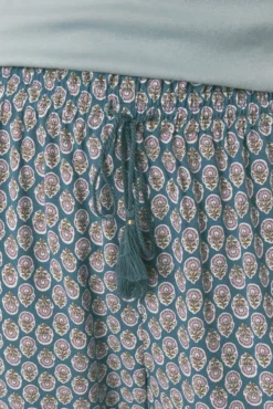 Calça calça estampada em viscose cenoura