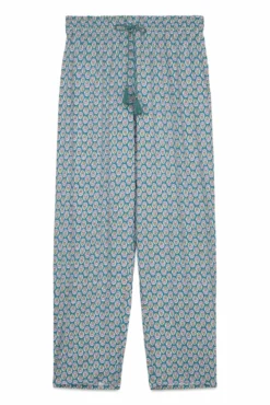 Calça calça estampada em viscose cenoura