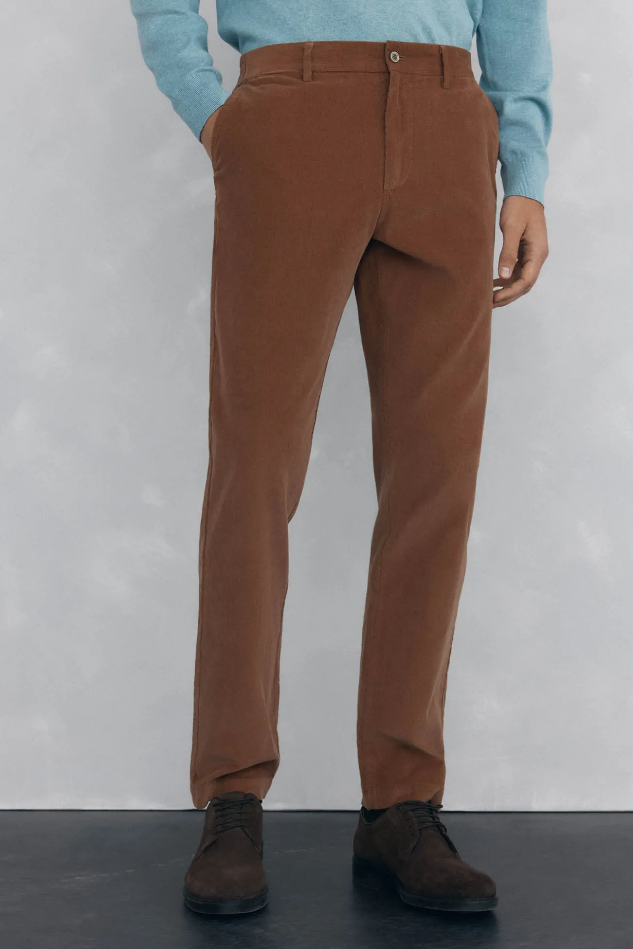Calça calças chino de veludo veludo leve e regular fit