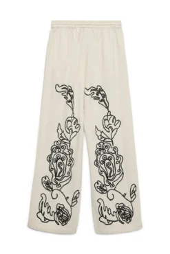 Calça comprida de linho estampado