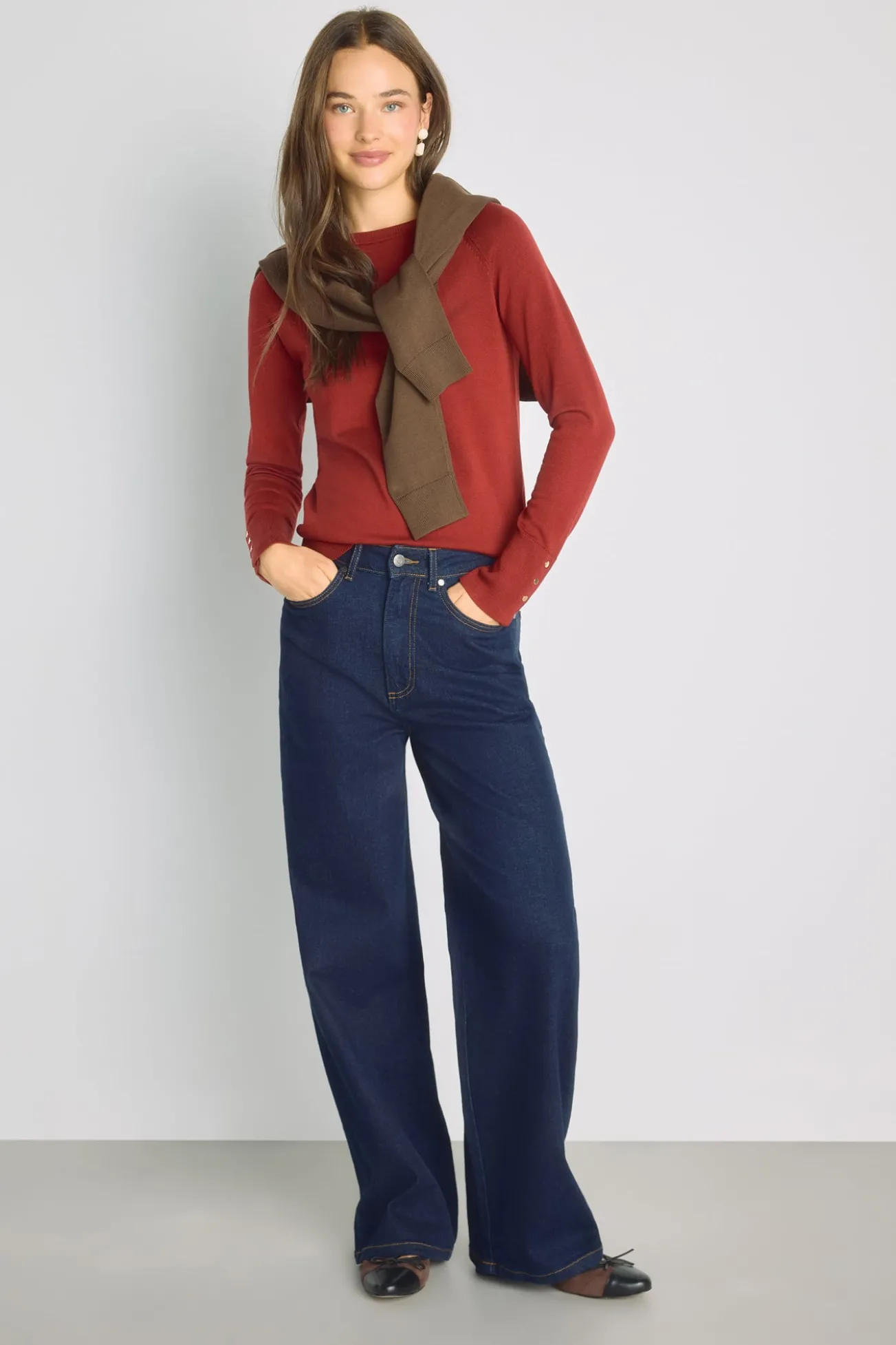 Calça denim larga