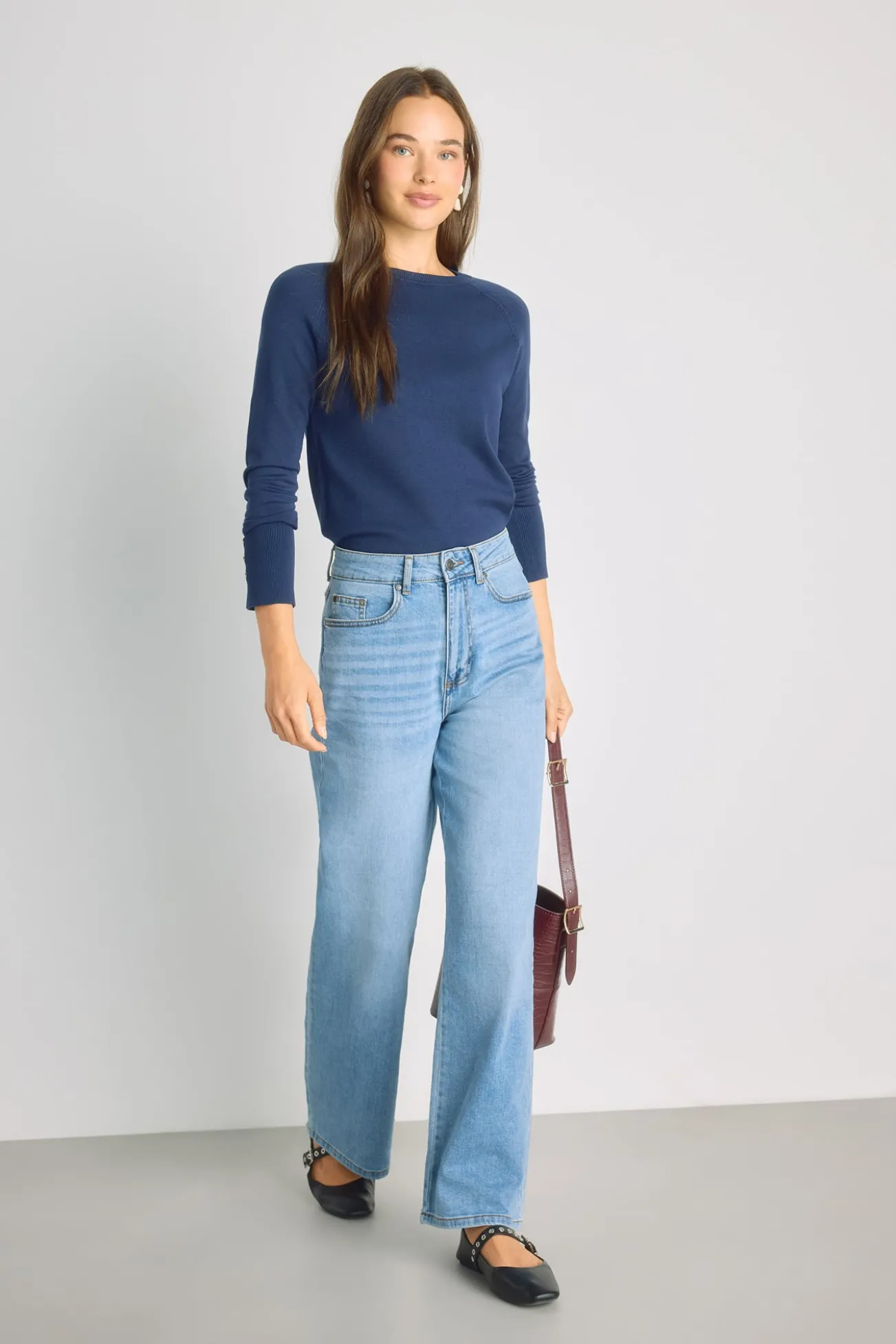 Calça denim larga