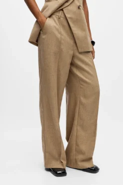 Calça de tweed de pernas largas