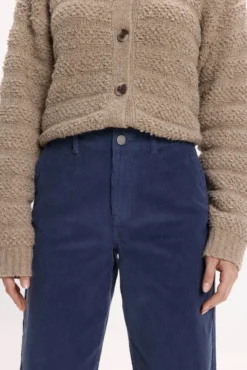 Calça de veludo cotelê de perna larga