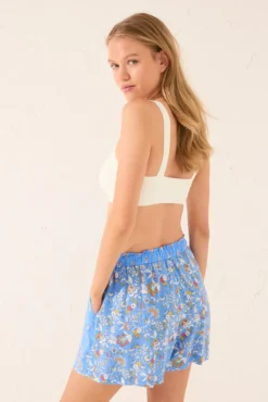 Calça de viscose patchwork azul