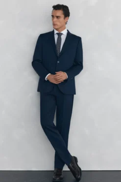 Calça estruturada azul slim fit bi-elástica