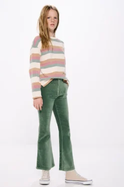 Calça flare de velour para menina