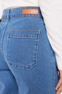 Calça jeans culotte de cintura alta