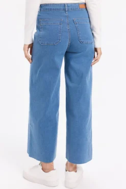 Calça jeans culotte de cintura alta