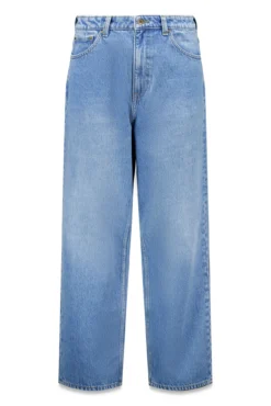 Calça jeans larga com lavagem média