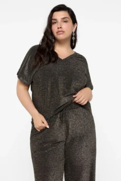 Calça lurex fluído tamanho grande