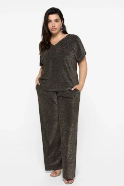Calça lurex fluído tamanho grande