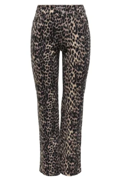 Calça reta com estampa animal
