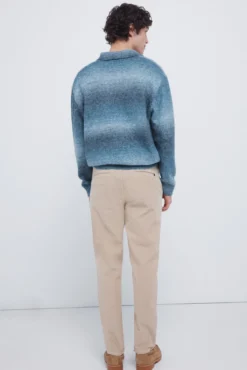 Calças chino slim fit confortável de veludo cotelê lavado