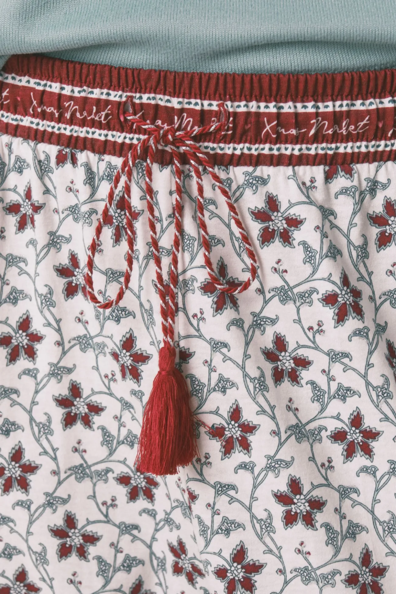 Calças compridas 100% algodão com estampado floral