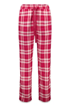 Calças compridas de estampado xadrez vermelho
