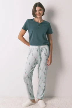 Calças compridas de malha com estampado natalício