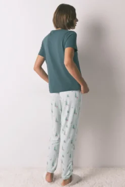 Calças compridas de malha com estampado natalício