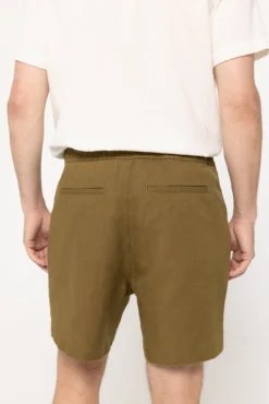Calças curtas de homem monocolor com mistura de linho e algodão