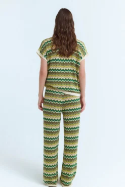 Calças de malha Pointelle com lurex
