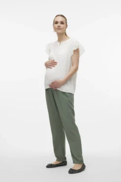 Calças fluidas de cintura baixa maternity