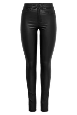 Calça skinny com efeito encerado