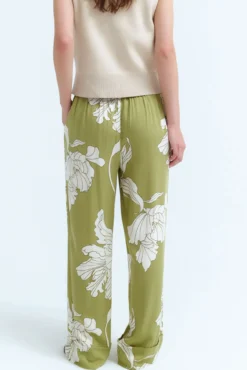 Calças largas com estampado floral