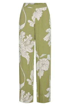 Calças largas com estampado floral