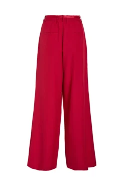 Calça social de pernas largas com cinto de flores