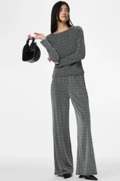Calça wide lurex