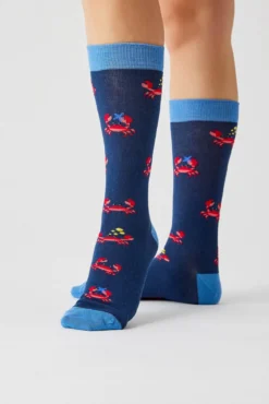 Calcetines altos Besocks de algodón orgánico color azul