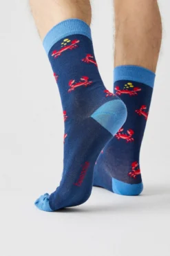 Calcetines altos Besocks de algodón orgánico color azul