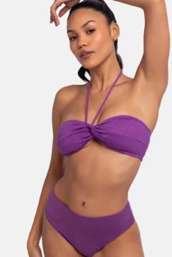Calcinha de biquíni brasileira com glitter roxo
