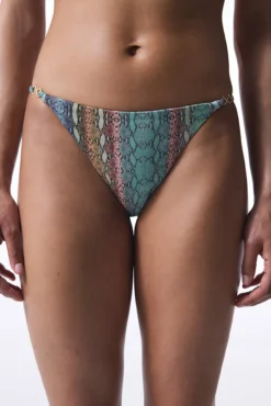 Calcinha de biquíni clássica com estampa de cobra brilhante