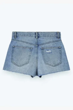 Calções denim desbotados