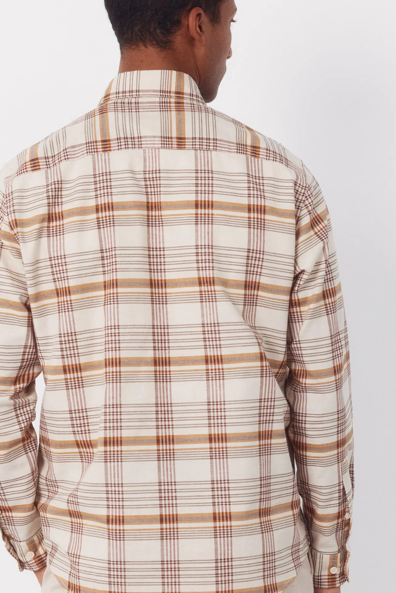 Camisa aos quadrados em oxford slub