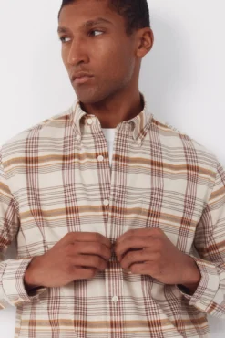 Camisa aos quadrados em oxford slub