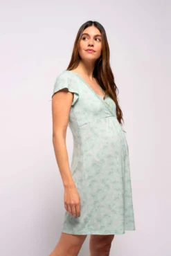 Camisa de dormir curta de amamentação com estampado "bouquet"