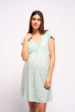 Camisa de dormir curta de amamentação com estampado 