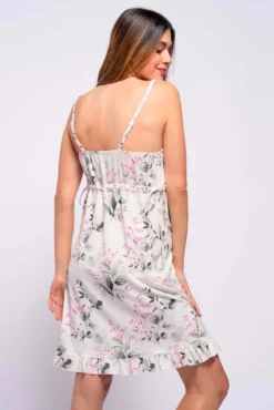 Camisa de dormir de amamentação às flores com alças