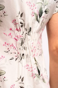 Camisa de dormir de amamentação, de manga curta às flores
