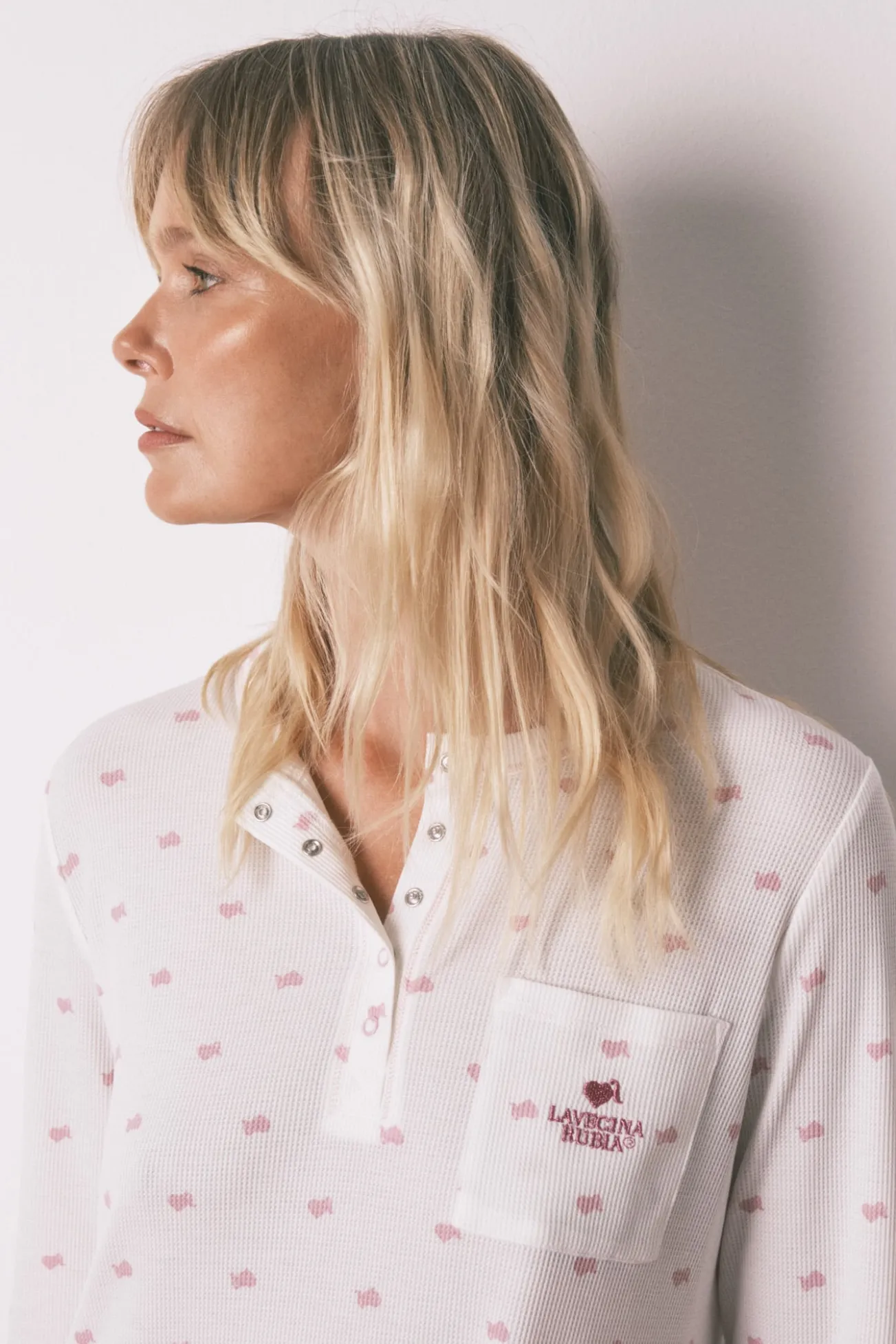 Camisa de dormir midi de malha waffle