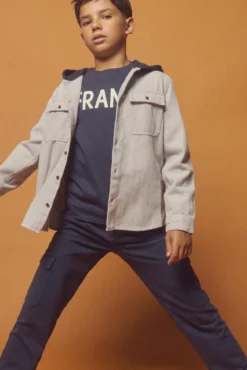 Camisa de flanela com capuz para menino