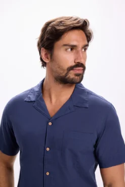 Camisa de gola de lapela lisa